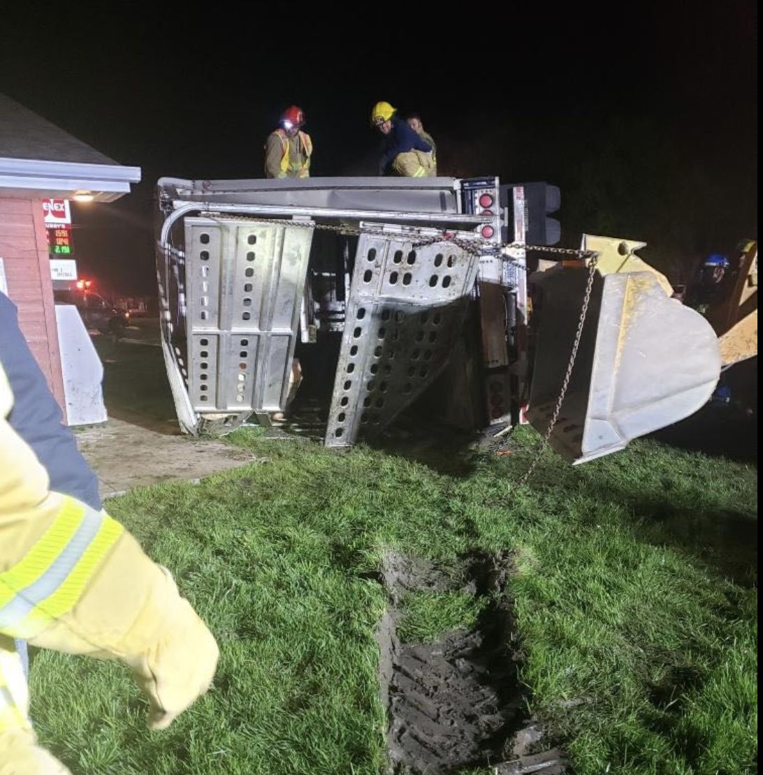 Semi Overturns Near Lucky Joe's